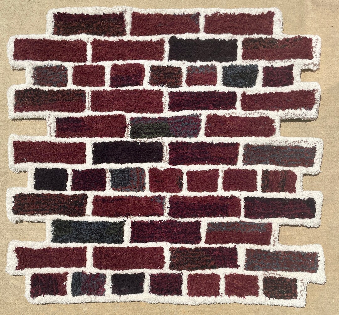 Architectural Tufted Rug Red Brick Pattern Handmade, Living Room ...