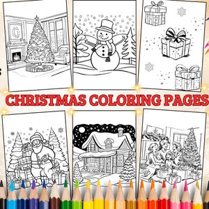 Weihnachten Malvorlagen für Kinder - 15 druckbare digitale Seiten - Weihnachten Spiele und Aktivitäten - Weihnachtsmann, Urlaub, Winter - Geschenk, Aktivität