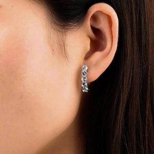 Aquamarine Earrings, 925 Sterling Silver, Hoop Earrings, Gemstone Earrings, Perfect Gift for Her