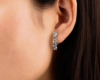 Aquamarine Earrings, 925 Sterling Silver, Hoop Earrings, Gemstone Earrings, Perfect Gift for Her