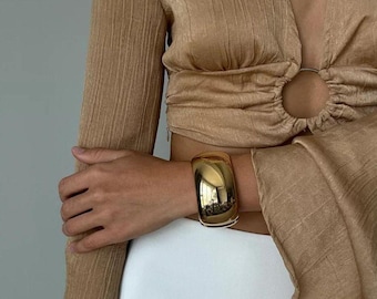 Brazaletes de oro, brazaletes gruesos, brazaletes de oro, brazaletes gruesos de plata, pulseras para mujer