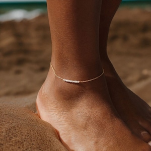 14K Gold Filled Pearl Anklet, Freshwater Pearl Anklet, Waterproof Anklet, Minimalist Anklet, Women Anklet Bracelet