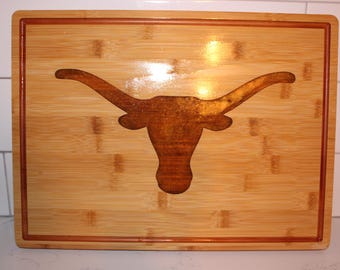 Texas Logo (NCAA) Charcuterie Board, Custom Engrave with Epoxy Fill
