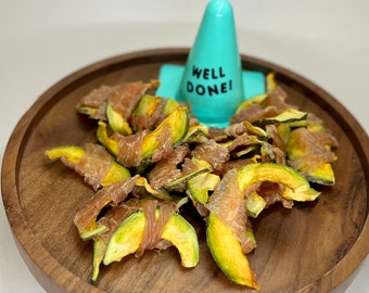 Pumpkin Turkey Rolls Treats for sensitive stomach. No added preservatives. Dehydrated to perfection, 50 grams (approx 14-15 treats per pack)