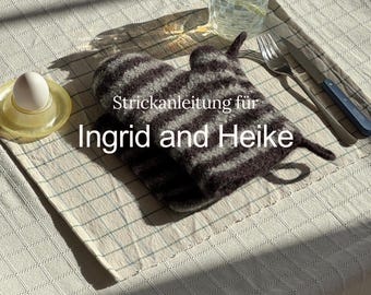 Knitting pattern in German for kitchen helpers "Ingrid and Heike" by elma | Oven mitt | Baking glove | Pot holder