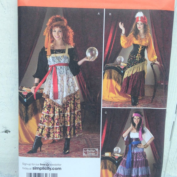 Gypsy Fortune Teller Misses' Costumes Sewing Pattern Simplicity 2331 Size 14 16 18 20 22 Halloween Uncut Factory Fold