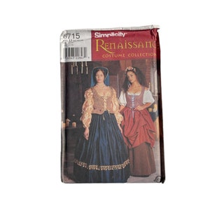 Simplicity 8715 Renaissance Collection Women’s Costume Blouse, Skirt, Overskirt, Vest, & Hat w/Veil, Sewing Pattern, Size U (16, 18, 20)