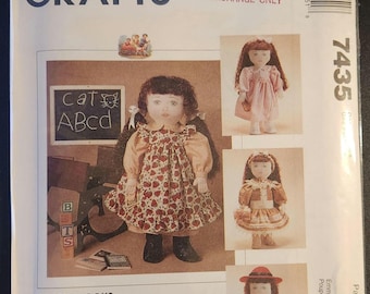 McCalls 7435 Crafts Fancy Frocks Doll Clothes for 18" Dolls