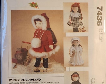 McCalls 7436 Crafts Winter Wonderland dockkläder för 18" dockor