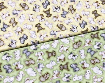 Farm Babies Fabric - Baby Bunnies - Cotton Fabric by the Yard