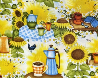 Good Morning Sunshine scenic - cotton fabric by the yard