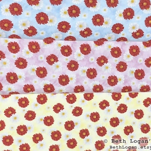 April Showers - Gerbera Daisies - cotton fabric by the yard