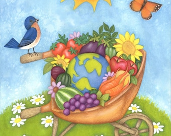 Wheelbarrow Bounty Garden Flag