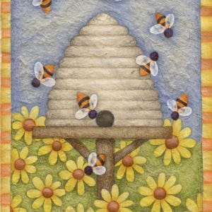 Glückliche Bienenstock-Gartenfahne