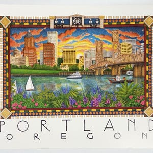 Portland Oregon Lithograph Print