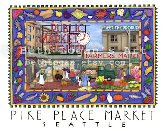 Pike Place Market - Seattle Washington original art print