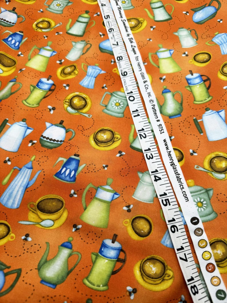 Coffee Pots - Good Morning Sunshine - Cotton Fabric by the Yard - Etsy