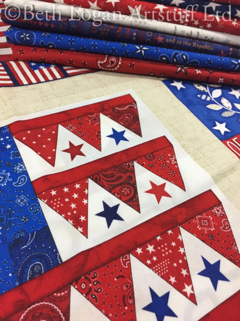 American Dreams 24 Flag Panels Cotton Quilting Fabric Etsy