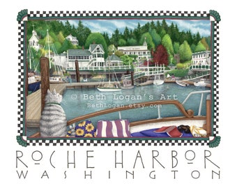Roche Harbor Washington original art print