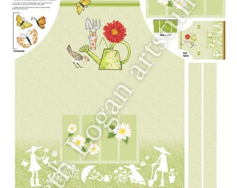 April Showers cotton fabric: garden apron panel with instructions