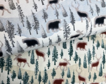 Animal Silhouettes: Sunset Lodge Cotton Flannel Fabric by the yard