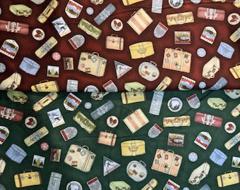 Vintage Luggage: Sunset Lodge Cotton Flannel Fabric by the yard