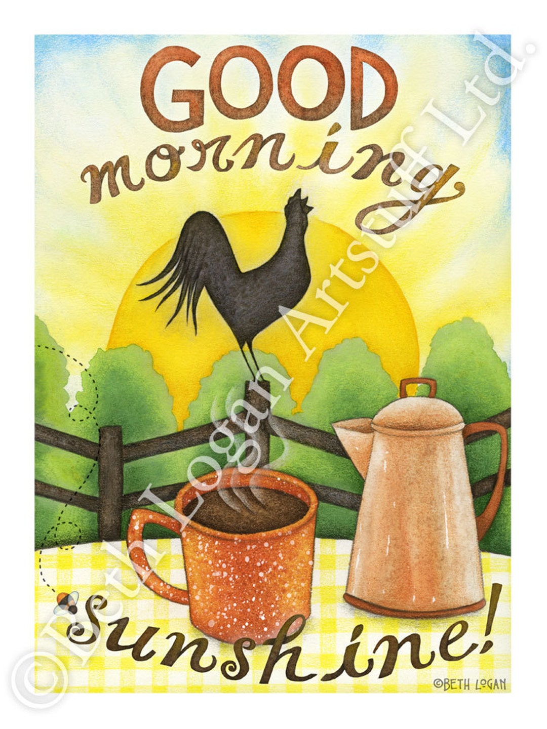 Buy Good Morning Sunshine Morning Coffee Original Art Print Online ...