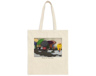 Smile at the Rain Cotton Canvas Tote Bag