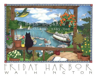 Friday Harbor Washington original art print