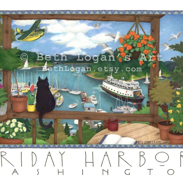 Friday Harbor Washington original art print