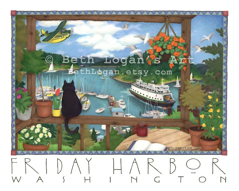 Friday Harbor Washington Original Art Print - Etsy UK