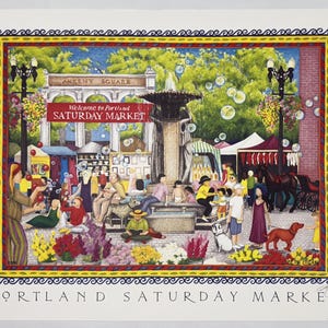 Portland Saturday Market Lithograph Print