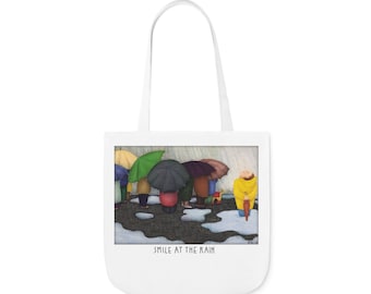 Smile at the Rain Polyester Canvas Tote Bag