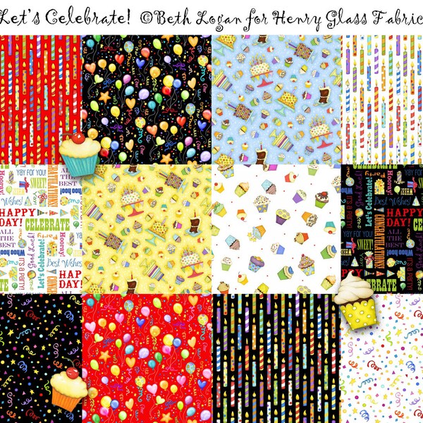 Let's Celebrate Cotton Fabric by the yard LIMITED AVAILABILITY!