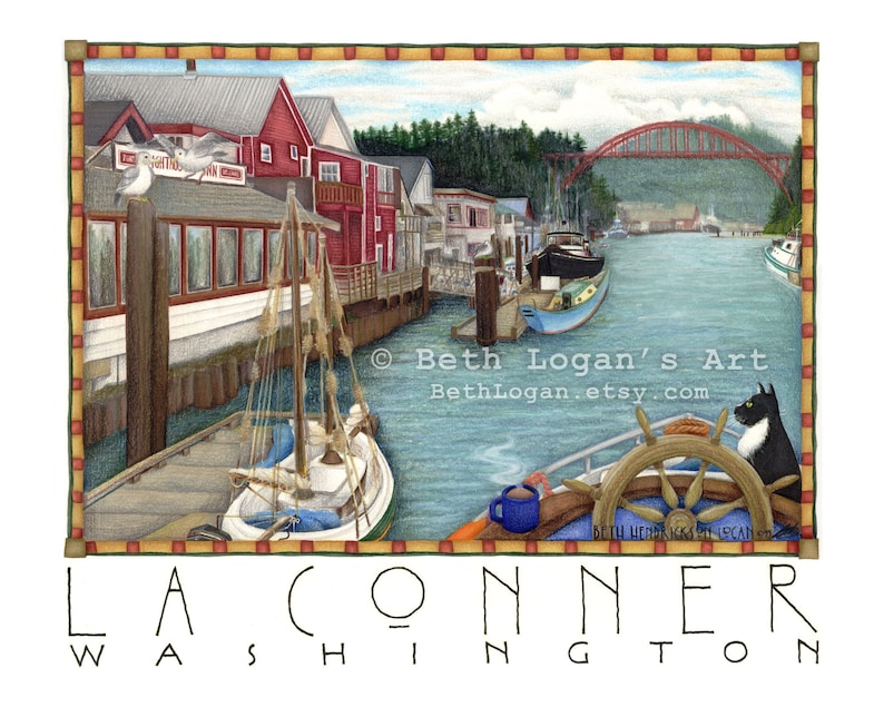 La Conner Washington Original Art Print Etsy