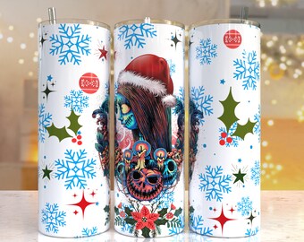 Cartoon Nightmare Christmas Print Tumbler, Skinny Tumbler, 20 oz Skinny Tumbler Sublimation Design, Tumbler Christmas png, Christmas gift