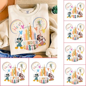 Retro mouse and friends Back to School Bundle, Kindergarten, First Day Of School png, Dis ney mickeyy mouse, First/Second/Third Grade Design