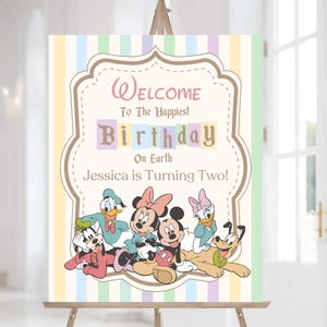 Editable Dinseyland Birthday Party Welcome Sign, Happiest Birthday on Earth, Dinseyland Party Decoration, Digital file, Mikey Baby Shower