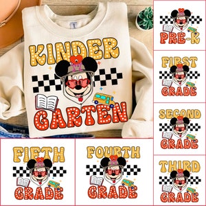 Retro Mickeyy mouse Back to School Bundle, Kindergarten, First Day Of School png, Mouse and friends, First/Second/Third Grade