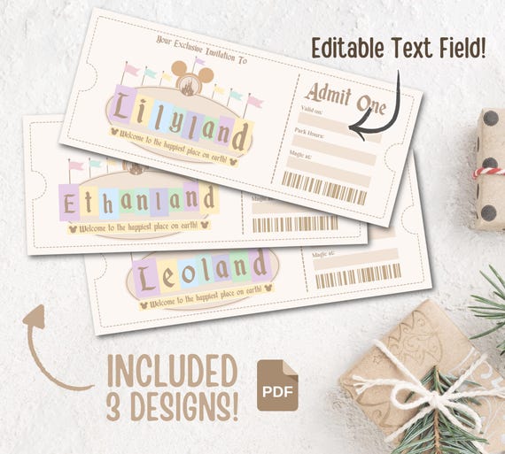 Editable Name Disneyland Ticket, Save Your Date, Disneyland Baby Shower, Digital file, Happiest Birthday on Earth
