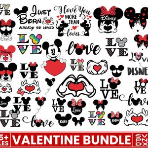 Micey Mouse Head Valentine Svg Bundle, Mouse Happy Valentine Svg, Magical Heart Valentines, Retro Dis Ney Valentine High-quality