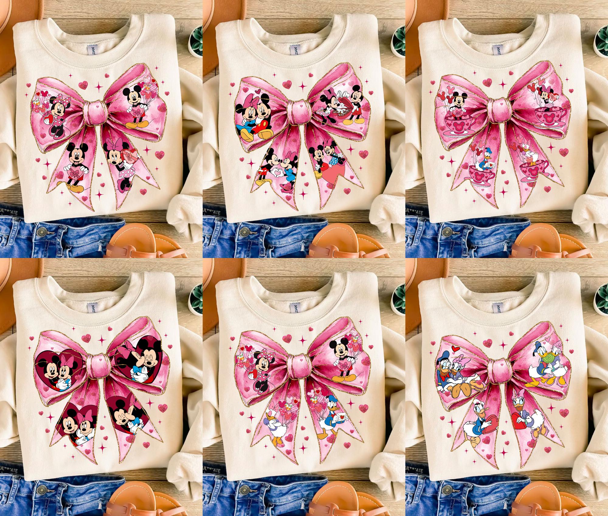 Mikey Mouse Valentine Coquette Png, Pink Valentine Cartoon Character Png, Valentine Couple Shirt Design, Happy Valentine Day Shirt Design