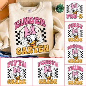 Retro Daisyy mouse Back to School Bundle, Kindergarten, First Day Of School png, Mouse and friends, First/Second/Third Grade Design Png