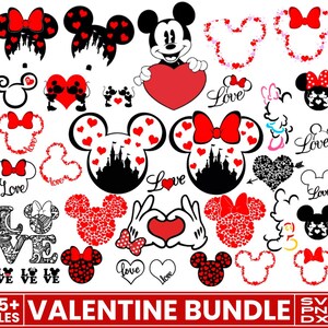 Micey Mouse And Friends Valentine Svg Bundle, Mouse Happy Valentine Svg, Retro Dis Ney Valentine High-quality, Magical Heart Valentines