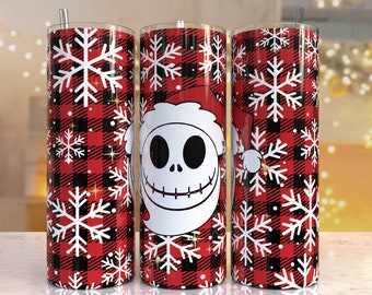 Cartoon Nightmare Christmas Print Tumbler, Skinny Tumbler, 20 oz Skinny Tumbler Sublimation Design, Tumbler Christmas png, Christmas gift
