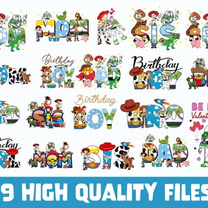 HPBD Toy Story PNG Bundle, Toy Story Geburtstag Png, Toy Story Mama Papa Sis Bro Png, Toy Story Png, Toy Story Geburtstag Junge Geburtstagskind Png