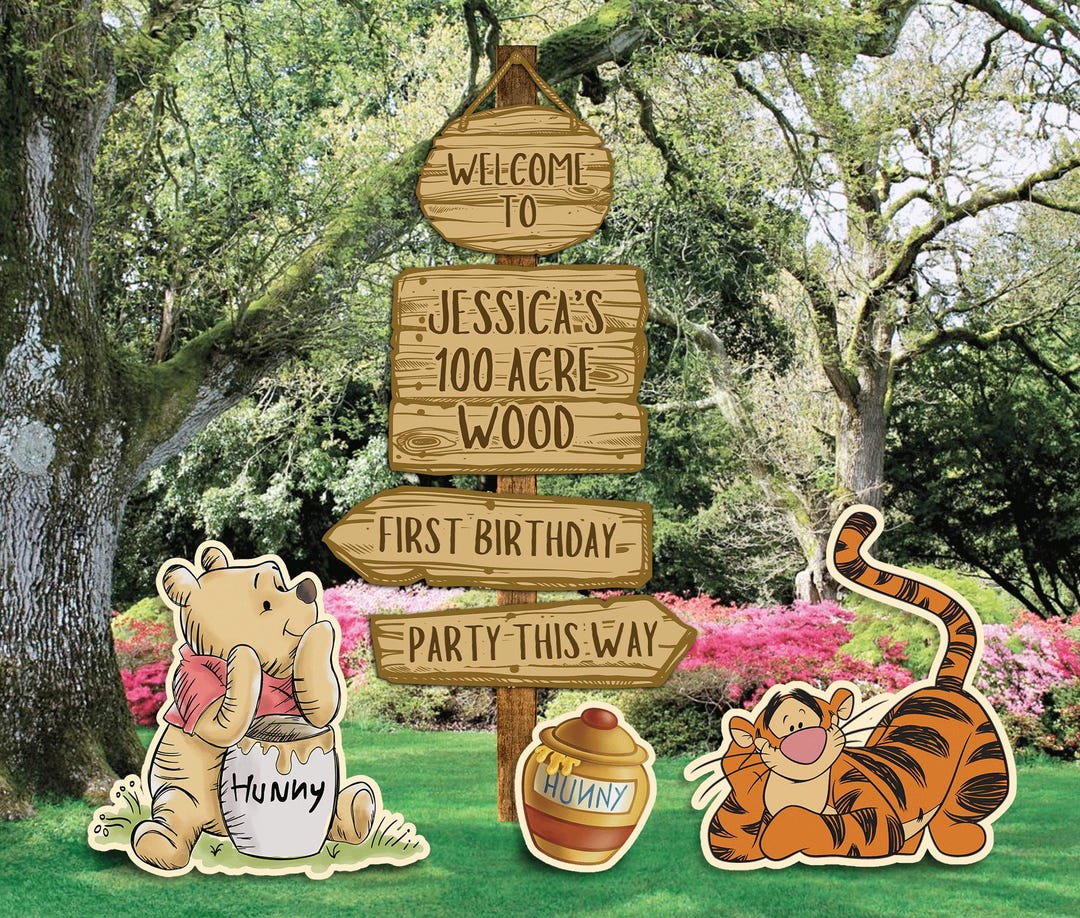 Printable Honey Bear the Poh Party Sign, 100 Acre Wood Birthday Party ...
