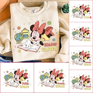 Retro Minniee mouse and friends Back to School Bundle, Kindergarten, First Day Of School png, Mouse and friends, First/Second/Third Grade