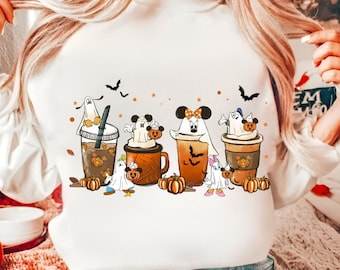 Retro Mouse Halloween Coffee Png, Trendy Micey Mouse Halloween PNG, Trick Or Treat PNG, Spooky Season Png, Halloween Pumpkin