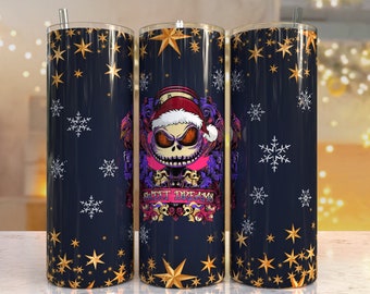 Cartoon Nightmare Christmas Print Tumbler, Skinny Tumbler, 20 oz Skinny Tumbler Sublimation Design, Tumbler Christmas png, Christmas gift